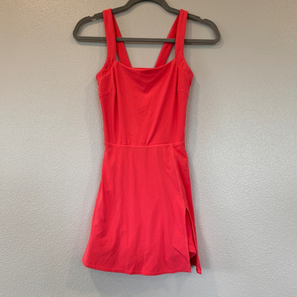 JoyLab Womens Active Dress Coral Pink Square Neck Built-in Shorts XS VN1989909